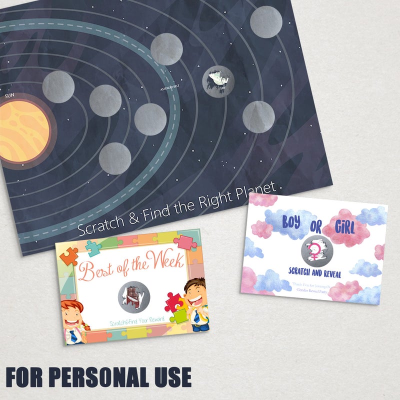 MR-LABEL Mr- Label - 1000 Pieces 1 inch Round Scratch Off Stickers - DIY Stickers for Gender Reveal | Reward Programs | Scratch Tickets (Silver) - Image 5